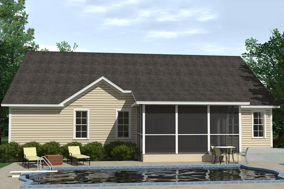 Exterior - Rear Elevation for Traditional House Plan #1071-15 - 3 bed, 3.5 bath