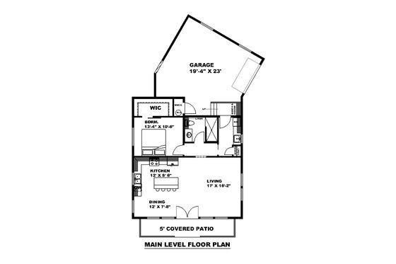 Floor Plan - Main Floor for Farmhouse House Plan #117-910 - 1 bed, 1 bath