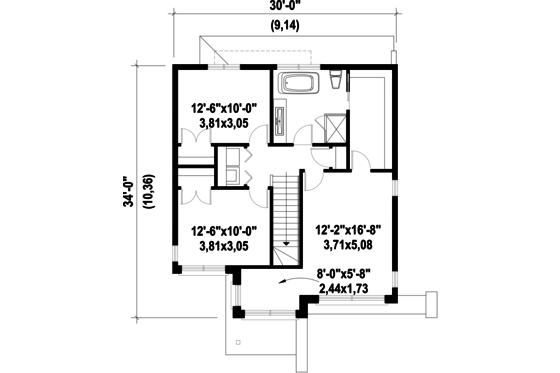 Floor Plan - Upper Floor for Contemporary House Plan #25-4308 - 3 bed, 1 bath