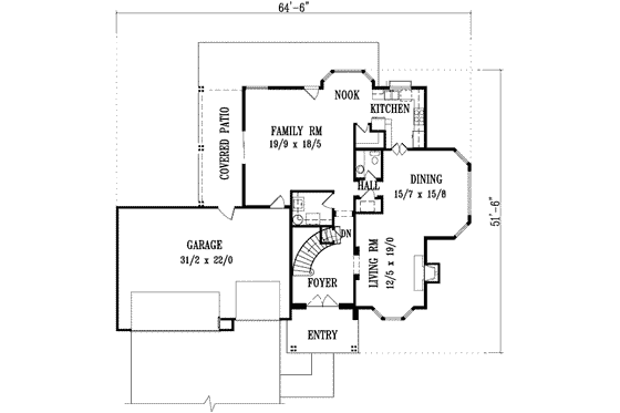 Floor Plan - Main Floor for Adobe / Southwestern House Plan #1-1128 - 4 bed, 2.5 bath