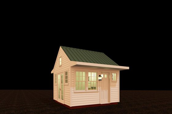 Exterior - Front Elevation for Colonial House Plan #917-14, 0.5 bath
