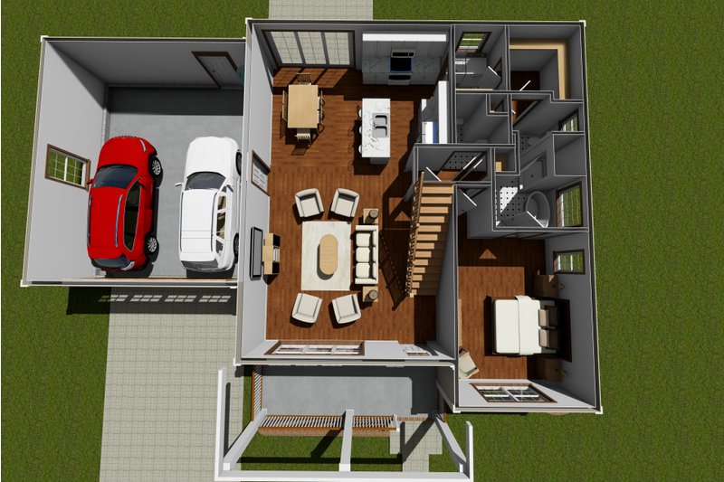 Home Plan - Floor Plan - Main Floor 1 for Farmhouse House Plan #513-2227 - 4 bed, 2.5 bath