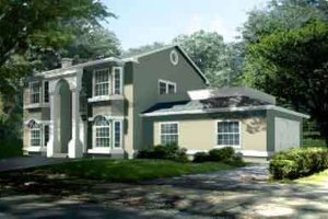 Colonial Exterior - Front Elevation Plan #1-1348