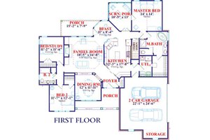 Floor Plan - Main Floor for European House Plan #63-127 - 5 bed, 3 bath