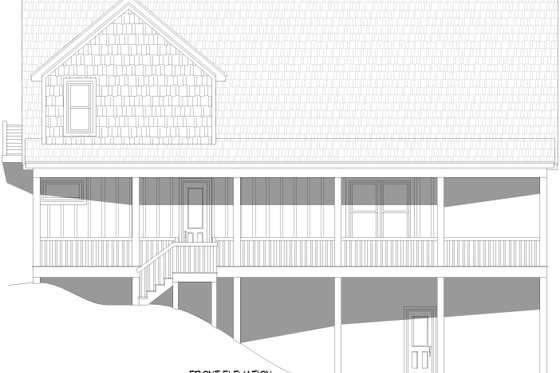 Exterior - Front Elevation 3 for Southern House Plan #932-1076 - 2 bed, 2.5 bath