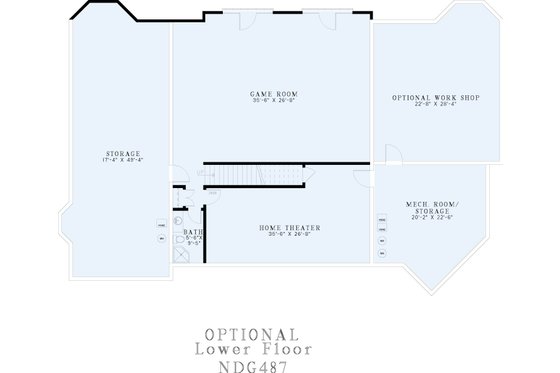 Floor Plan - Lower Floor for Southern House Plan #17-629 - 5 bed, 3.5 bath