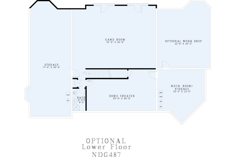 House Plan Design - Floor Plan - Lower Floor for Southern House Plan #17-629 - 5 bed, 3.5 bath