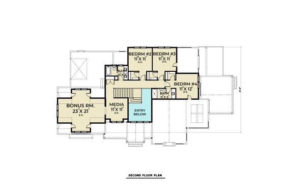 Floor Plan - Upper Floor for Farmhouse House Plan #1070-113 - 4 bed, 3.5 bath