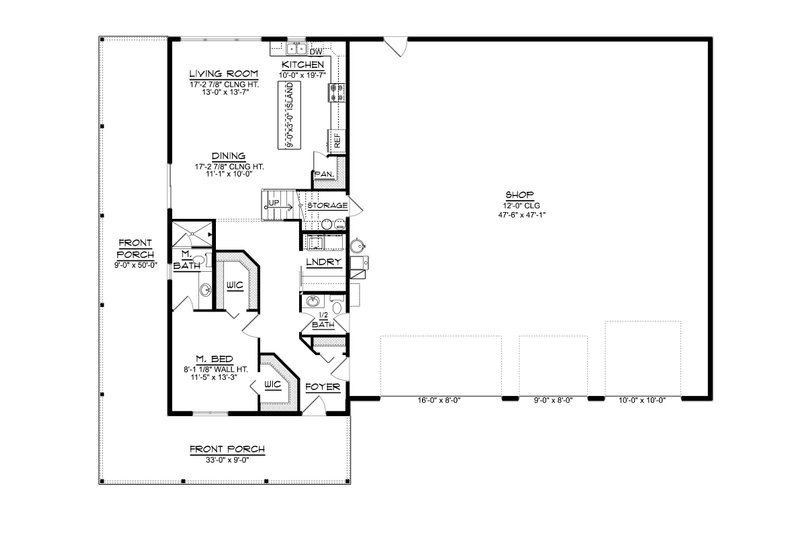 House Plan Design - Floor Plan - Main Floor for Barndominium House Plan #1064-381 - 3 bed, 2.5 bath
