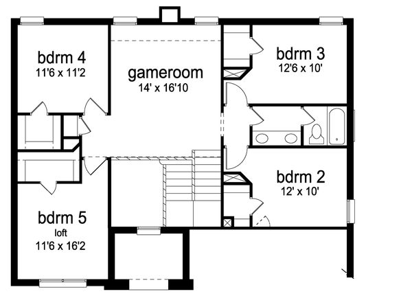 Traditional Floor Plan - Upper Floor Plan #84-631