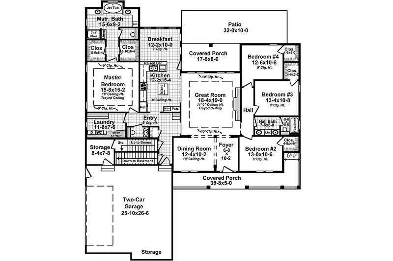 Architectural House Design - Floor Plan - Main Floor for Country House Plan #21-379 - 4 bed, 2.5 bath