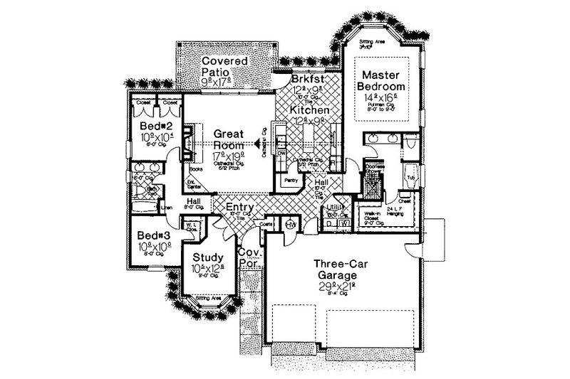 House Blueprint - Floor Plan - Main Floor for European House Plan #310-682 - 3 bed, 2 bath