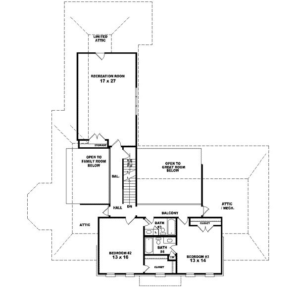 European Floor Plan - Upper Floor Plan #81-611