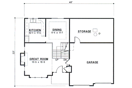 Floor Plan - Main Floor for Traditional House Plan #67-628 - 3 bed, 2 bath