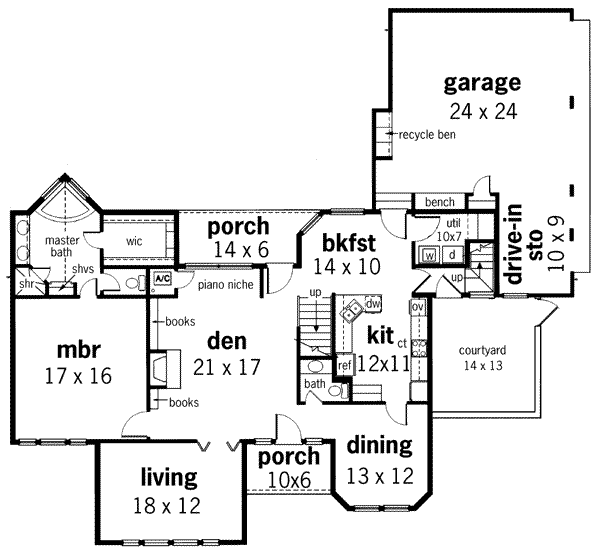 Home Plan - Traditional Floor Plan - Main Floor Plan #45-155