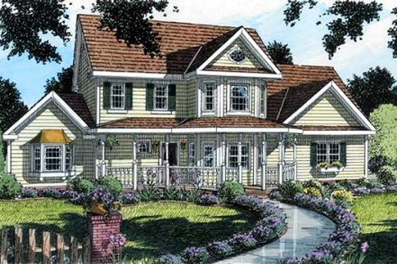Exterior - Front Elevation for Country House Plan #312-573 - 3 bed, 2.5 bath