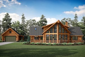 Cabin Exterior - Front Elevation Plan #124-264