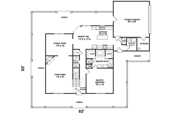 Floor Plan - Main Floor for Country House Plan #81-248 - 4 bed, 3.5 bath