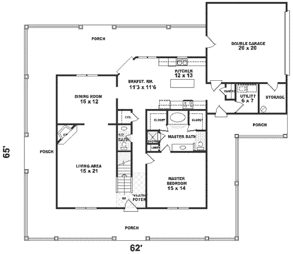 Country Floor Plan - Main Floor Plan #81-248