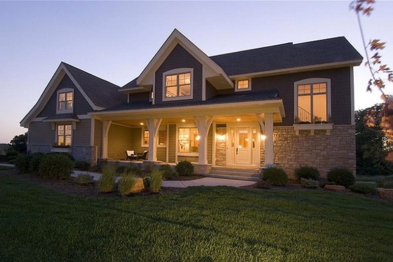 Architectural House Design - Craftsman Exterior - Front Elevation Plan #56-597