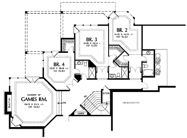 House Design - European Floor Plan - Lower Floor Plan #48-133