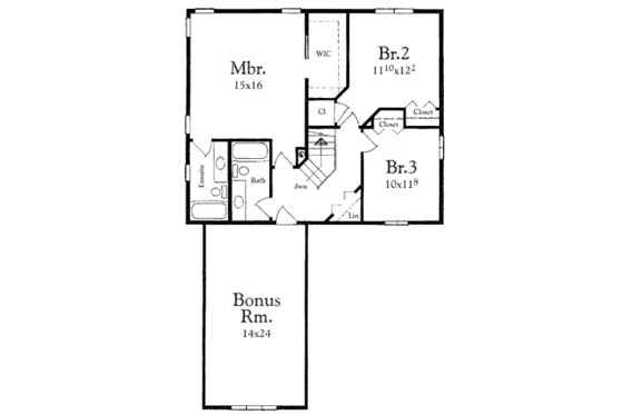 Floor Plan - Upper Floor for Traditional House Plan #409-1114 - 3 bed, 2.5 bath