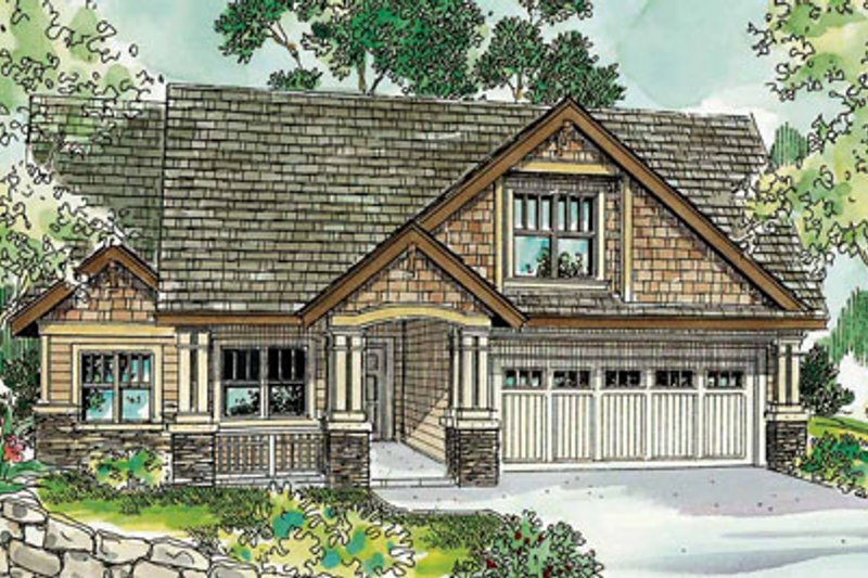 Architectural House Design - Craftsman Exterior - Front Elevation Plan #124-750