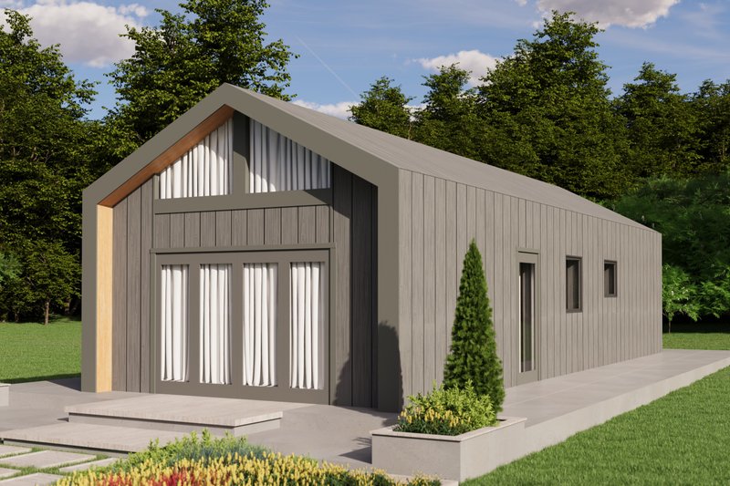 House Blueprint - Exterior - Front Elevation 3 for Contemporary House Plan #1106-158 - 2 bed, 1 bath