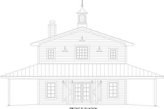Exterior - Front Elevation 3 for Barndominium House Plan #932-1040 - 3 bed, 2.5 bath