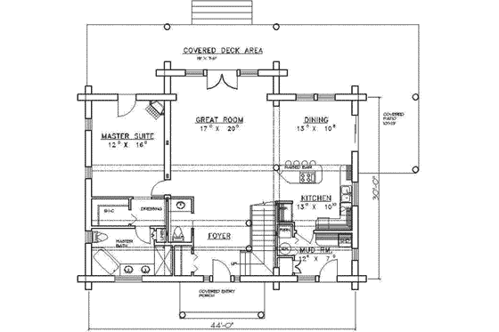 Floor Plan - Main Floor for Log House Plan #117-120 - 3 bed, 3 bath