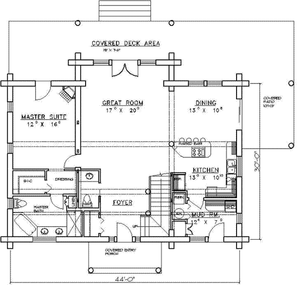 House Plan Design - Log Floor Plan - Main Floor Plan #117-120
