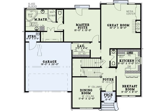 Floor Plan - Main Floor for European House Plan #17-2194 - 3 bed, 2.5 bath