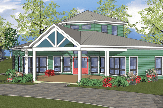 Exterior - Front Elevation for Southern House Plan #8-234 - 2 bed, 1 bath