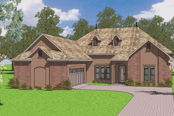 Exterior - Front Elevation for European House Plan #8-186 - 3 bed, 2 bath