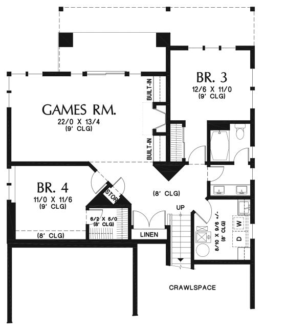 Contemporary Floor Plan - Lower Floor Plan #48-961