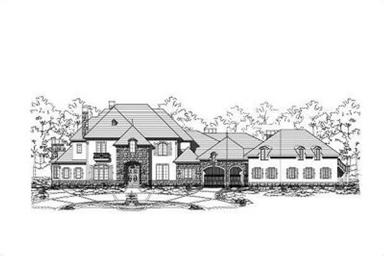 Exterior - Front Elevation for European House Plan #411-628 - 6 bed, 7.5 bath