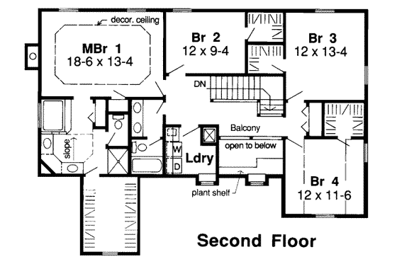 Floor Plan - Upper Floor for Traditional House Plan #312-314 - 4 bed, 2.5 bath