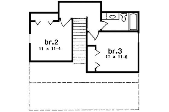 Floor Plan - Upper Floor for Southern House Plan #301-111 - 3 bed, 2.5 bath