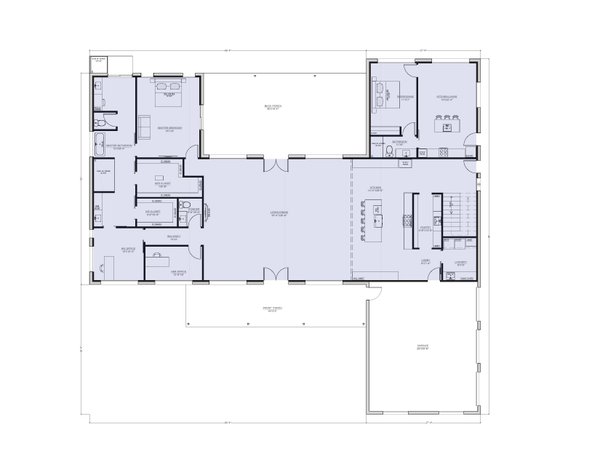 Barndominium Floor Plan - Main Floor Plan #1107-17