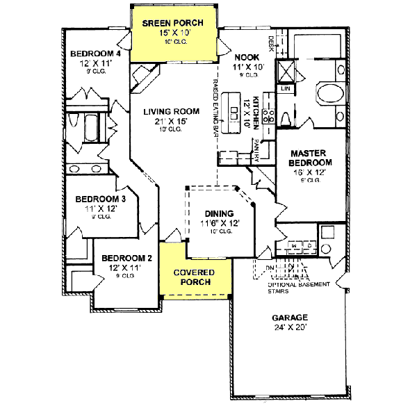 Architectural House Design - Traditional Floor Plan - Main Floor Plan #20-1361