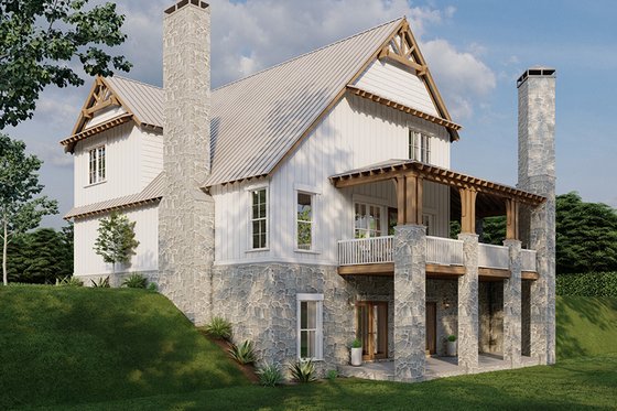 Exterior - Rear Elevation for Cabin House Plan #923-25 - 3 bed, 4.5 bath