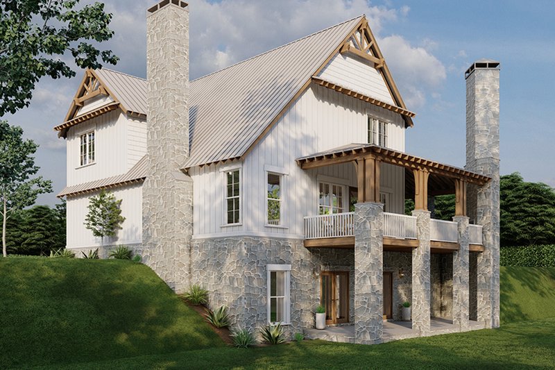 House Blueprint - Exterior - Rear Elevation for Cabin House Plan #923-25 - 3 bed, 4.5 bath