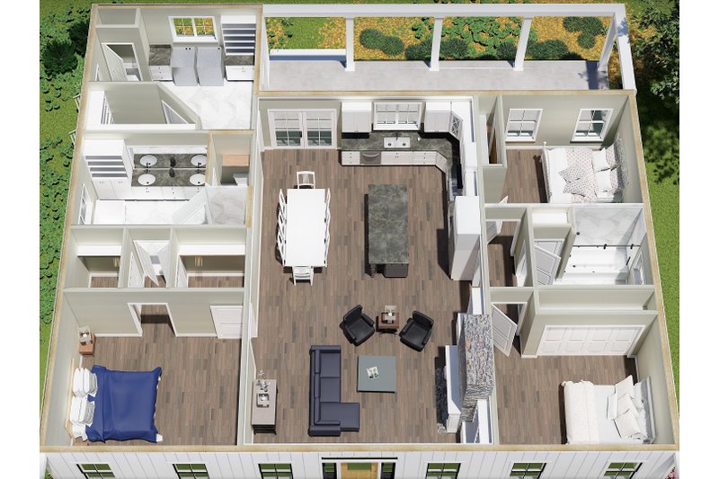 House Blueprint - Floor Plan - Main Floor 1 for Country House Plan #44-254 - 3 bed, 2 bath