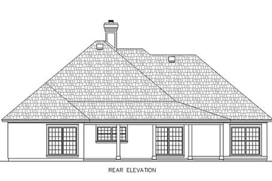 Exterior - Rear Elevation for European House Plan #45-337 - 4 bed, 2 bath