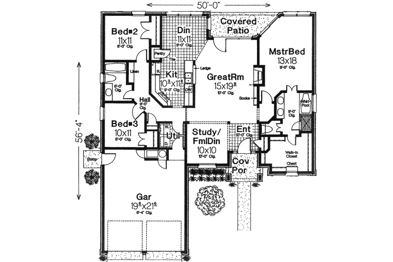 Home Plan - Floor Plan - Main Floor for Colonial House Plan #310-770 - 3 bed, 2 bath
