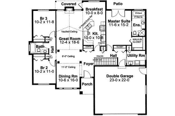 Floor Plan - Main Floor House Plan #126-129 - 3 bed, 2 bath
