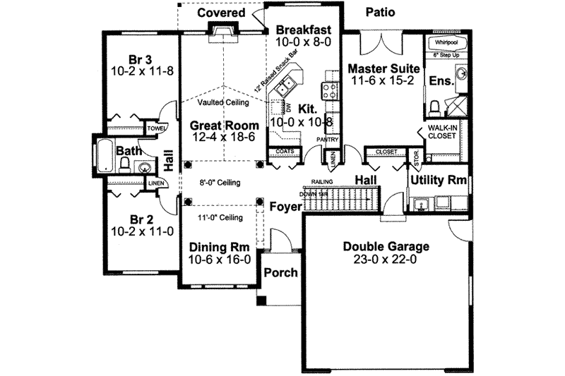 Dream House Plan - Floor Plan - Main Floor House Plan #126-129 - 3 bed, 2 bath
