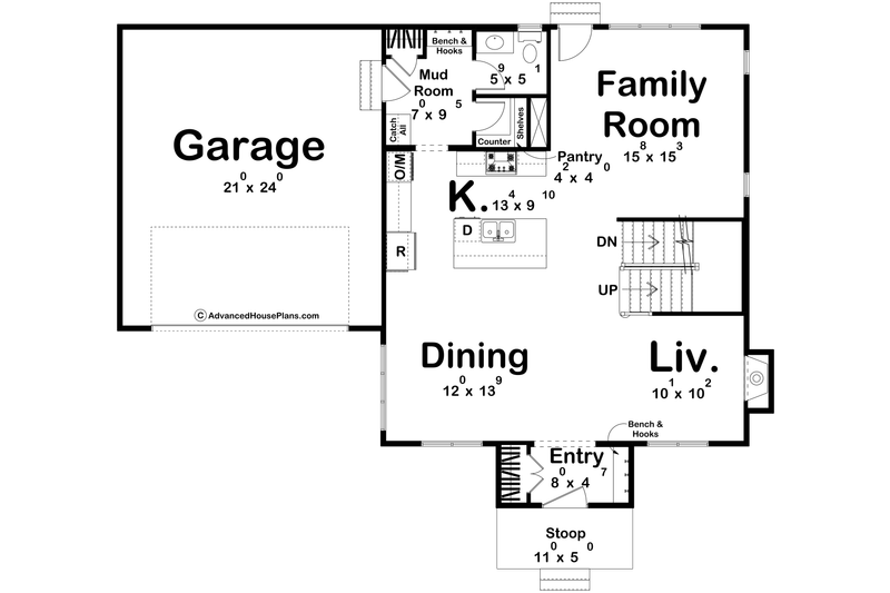 House Blueprint - Floor Plan - Main Floor for European House Plan #455-749 - 3 bed, 2.5 bath