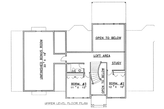 Floor Plan - Upper Floor for Cabin House Plan #117-470 - 3 bed, 4 bath