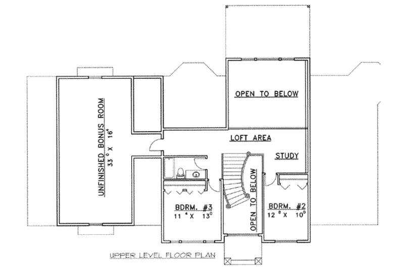 Home Plan - Floor Plan - Upper Floor for Cabin House Plan #117-470 - 3 bed, 4 bath
